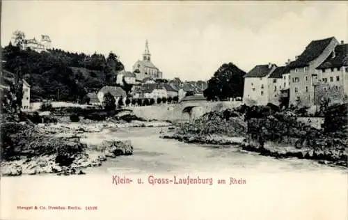 Ak Laufenburg am Hochrhein Kreis Waldshut, Teilansicht vom Ort, Flusspartie, Kleinlaufenburg