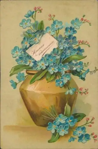 Litho Vergissmeinnicht in der Blumenvase