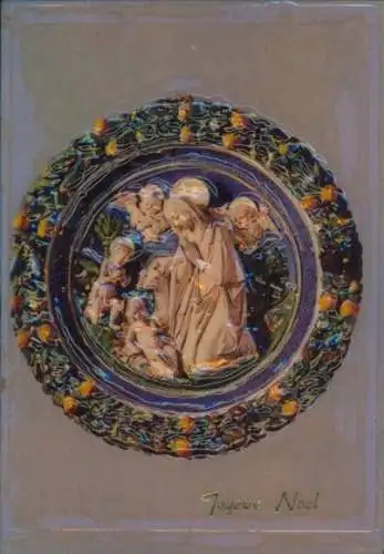 Relief Ak Glückwunsch Weihnachten, Betende Frau, Engel, Blumenkranz