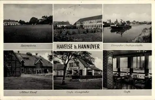 Ak Havelse Garbsen Niedersachsen, Sportplatz, Schule, Dampfer-Anlegestelle, Cafe Langrehr