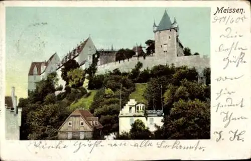 Ak Meißen an der Elbe, Teilansicht, Burg