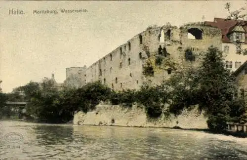 Ak Halle Saale, Die Wasserseite der Moritzburg