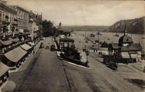 Ak Koblenz am Rhein, Rheinzollstraße, Rheinwerft, Kaiser Wilhelm Denkmal