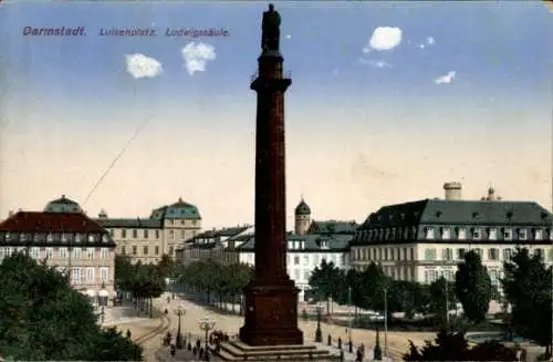 Ak Darmstadt in Hessen, Luisenplatz, Ludwigssäule