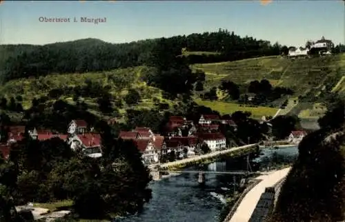 Ak Obertsrot Gernsbach im Schwarzwald, Teilansicht, Murgtal