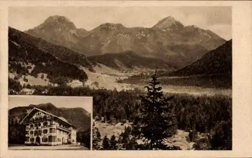 Ak Neuhaus Schliersee in Oberbayern, Panorama, Breitenstein, Wendelstein, Gebäude