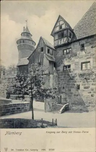 Ak Nürnberg in Mittelfranken, Burg, Eingang, Vestus-Turm