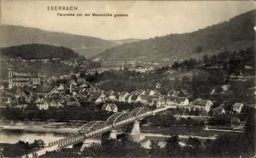 Ak Eberbach am Neckar Odenwald Baden, Panorama von der Marienhöhe gesehen