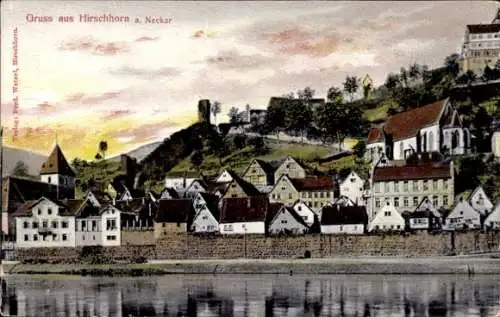 Ak Hirschhorn am Neckar Hessen, Uferansicht