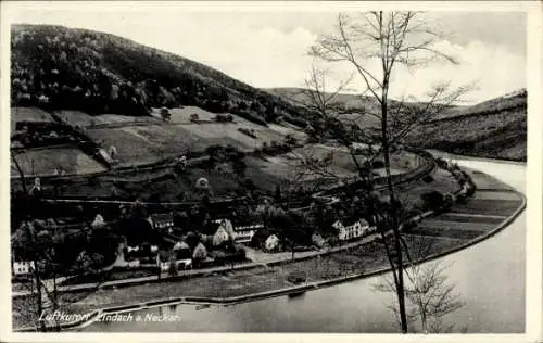 Ak Lindach Eberbach am Neckar, Panorama, Gasthaus Zum Schiff