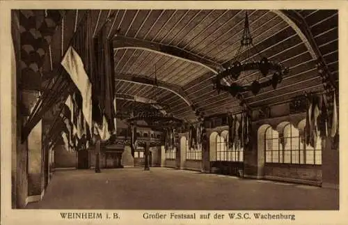 Ak Weinheim an der Bergstraße Baden, Großer Festsaal auf der W.S.C. Wachenburg