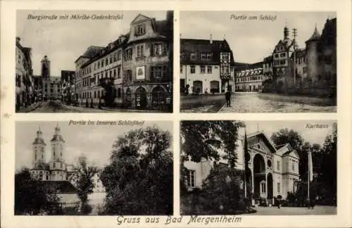 Ak Bad Mergentheim in Tauberfranken, Burgstraße, Mörike-Gedenktafel, Schloss, Innerer Schlosshof