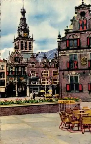 Ak Nijmegen-Gelderland, Grote Markt mit Waagehaus und St. Stevenstoren