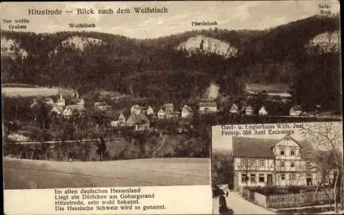 Ak Hitzelrode Eschwege an der Werra, Blick nach dem Wolfstisch, Salzfrau, Der weiße Graben