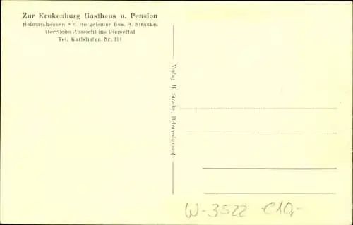 Ak Helmarshausen Bad Karlshafen Oberweser in Hessen, Zur Krukenburg, Sanatorium Haus Kleine