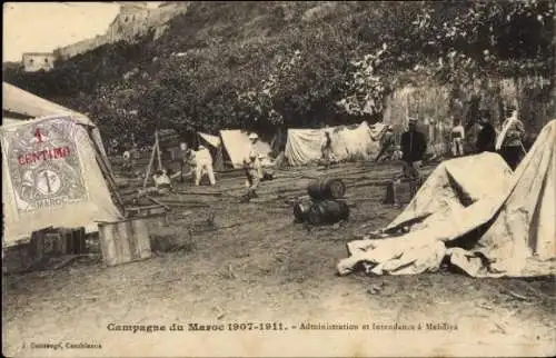 Ak Mehdiya Marokko, Administration et Intendance, Marokko Feldzug 1907-1911