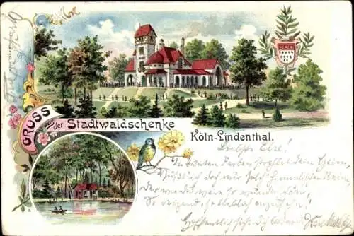 Litho Lindenthal Köln am Rhein, Stadtwaldschenke, Teich