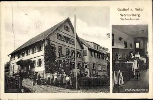 Ak Wörnersberg im Nordschwarzwald, Gasthof zum Anker, Frühstückszimmer