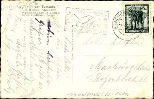 Ak Freiburg im Breisgau, Freiburger Teestube, Innenansicht