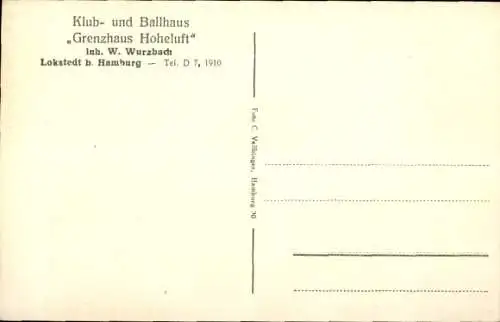 Ak Hamburg Eimsbüttel Lokstedt, Klubhaus und Ballhaus Grenzhaus Hoheluft