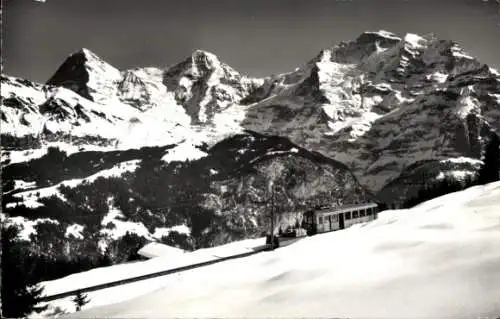 Ak Kanton Bern Schweiz, Bergbahn Grütsch Mürren, Eiger, Mönch, Jungfrau