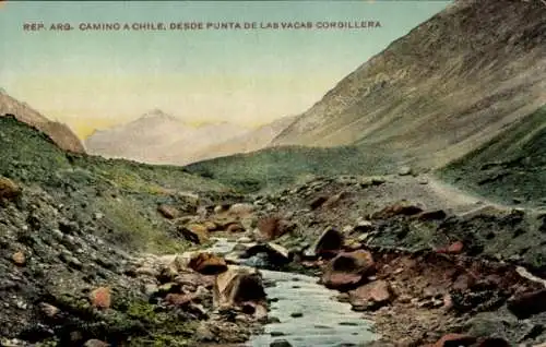 Ak Argentinien, Camino a Chile, desde Punta de las Vacas Cordillera