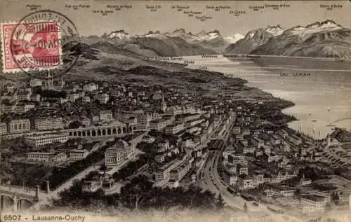 Ak Ouchy Lausanne Kanton Waadt, Panorama, Luftbild