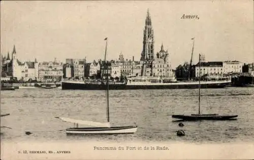 Ak Antwerpen Antwerpen Flandern, Panorama des Hafens und des Hafens