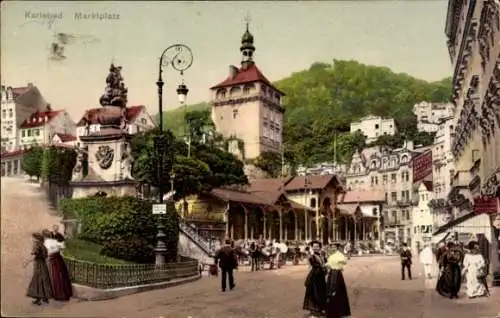 Ak Karlovy Vary Karlsbad Stadt, Marktplatz