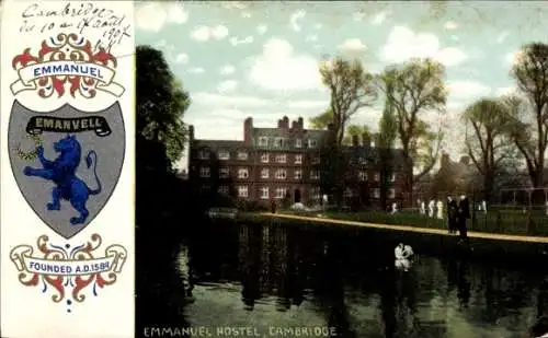 Wappen Ak Cambridge East England, Emmanuel Hostel