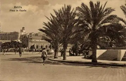 Ak Melilla Spanien, Plaza de España