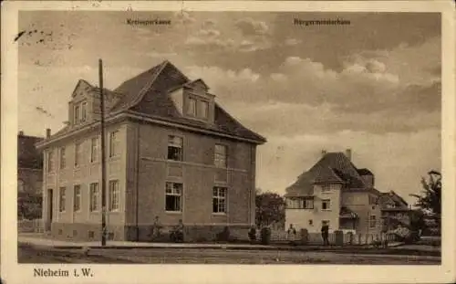 Ak Nieheim in Westfalen, Sparkasse, Bürgermeisterhaus