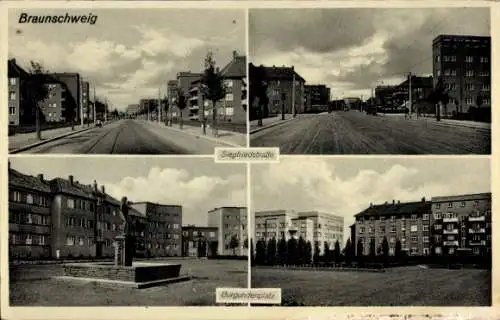 Ak Braunschweig, Siegfriedstraße, Burgundenplatz, Denkmal