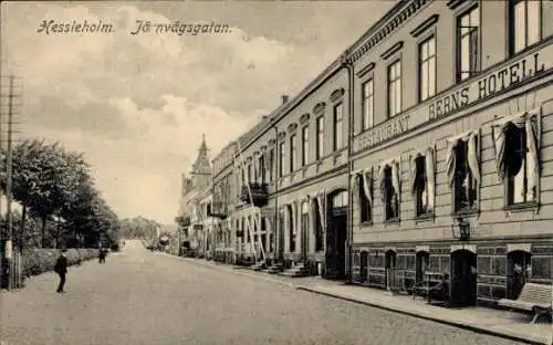 Ak Hässleholm Schweden, Järnvägsgatan, Restaurant Berns Hotell