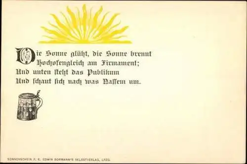 Set von Ansichtskarten im Umschlag, Sonnenschein mit humoristischen Sprüchen