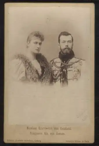 Cabinet Foto Nicolaus Zar von Rußland und Prinzessin Alix von Hessen