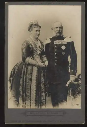Cabinet Foto König Albert und Königin Carola von Sachsen