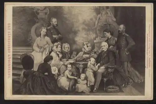 Cabinet Foto Das sächsische Königshaus, König Johann u. Königin Amalie v. Sachsen mit Familie