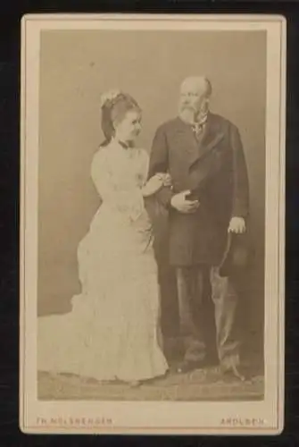 CdV Portrait Prinzessin Emma von Waldeck-Pyrmont, König Willem III der Niederlande