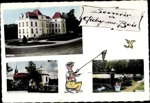 Ak Clichy sous Bois Seine Saint Denis, Notre Dame des Anges, Mairie, Étang