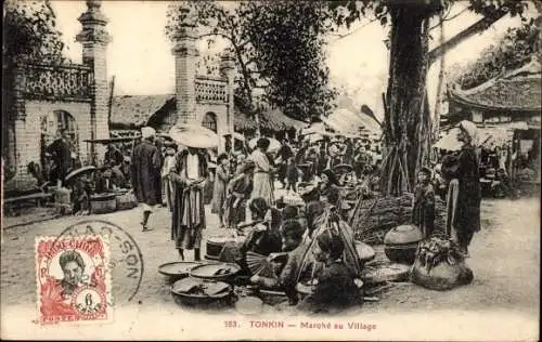 Ak Tonkin Vietnam, Marktleben