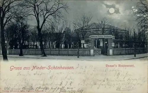 Mondschein Ak Berlin Pankow Niederschönhausen, Donat's Restaurant Schloss Schönhausen