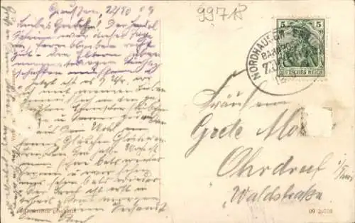 Ak Greußen in Thüringen, Töpfermarkt, Straßenpartie, Geschäft August Rebling