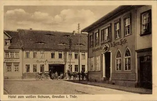 Ak Greußen in Thüringen, Hotel zum weißen Schwan, Apotheke