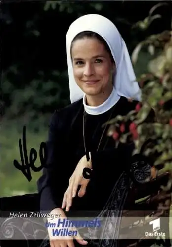 Ak Schauspielerin Helen Zellweger, Portrait, Autogramm, ARD, Serie Um Himmels Willen, als Nonne