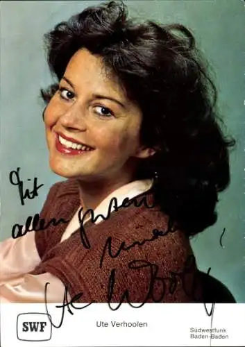 Ak Schauspielerin Ute Verhoolen, Portrait, Autogramm, SWF