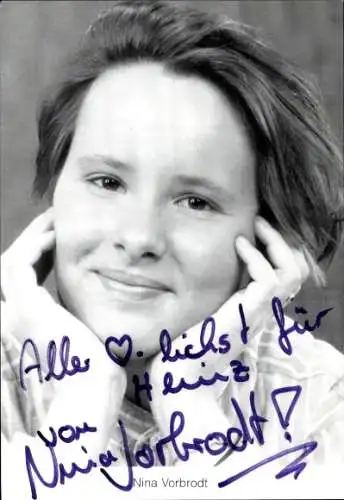 Ak Schauspielerin Nina Vorbrodt, Portrait, Autogramm, Serie Lindenstraße