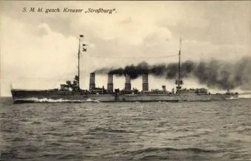 Ak Deutsches Kriegsschiff, S.M. kleiner geschützter Kreuzer Straßburg, Kaiserliche Marine