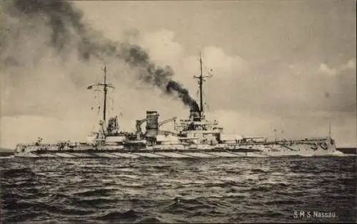 Ak Deutsches Kriegsschiff, SMS Nassau, Großlinienschiff