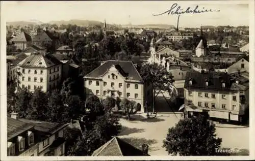 Ak Traunstein in Oberbayern, Straße, Häuser, Platz